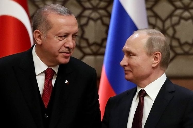 Presiden Turki Recep Tayyip Erdogan dan Presiden Rusia Vladimir Putin.