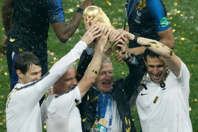 Perancis menjadi juara Piala Dunia 2018, Didier Deschamps masuk buku sejarah Piala Dunia, 15 Juli 2018. 