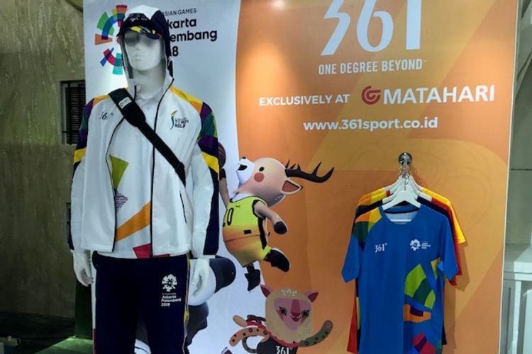 Produk pakaian olahraga merek 361 Degrees asal China yang menjadi sponsor Asian Games 2018.