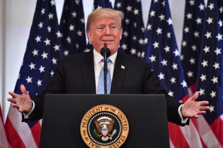 Presiden Amerika Serikat Donald Trump pada konferensi pers di sela-sela Sidang Umum PBB di New York, Rabu (26/9/2018). (AFP/Nicholas Kamm).