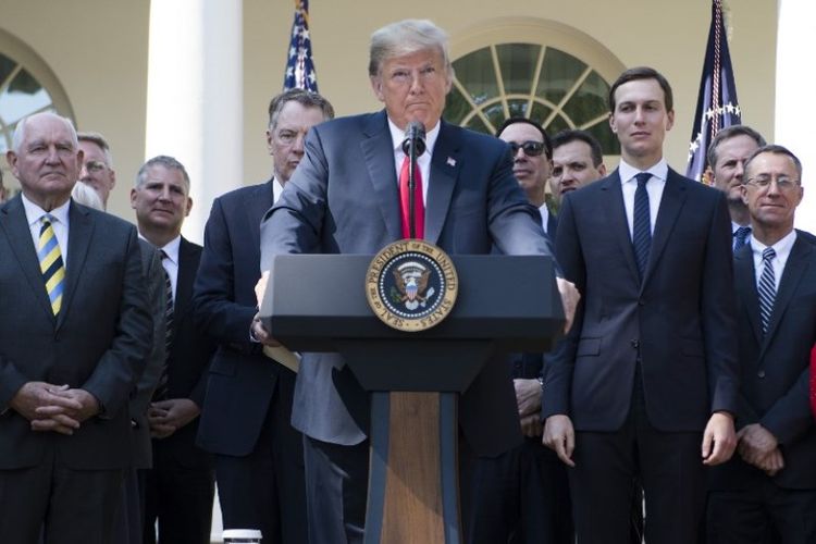 Presiden Amerika Serika Donald Trump saat konferensi pers di Rose Garden, Gedung Putih, Washington DC pada Senin (1/10/2018). (AFP/Jim Watson)