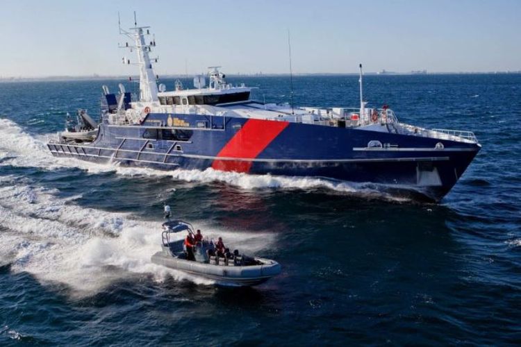 Salah satu kapal patroli Satuan Perbatasan Australia buatan Austal. (Austal Australia via ABC)