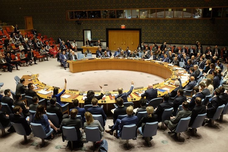 Suasana sebuah sidang Dewan Keamanan PBB.