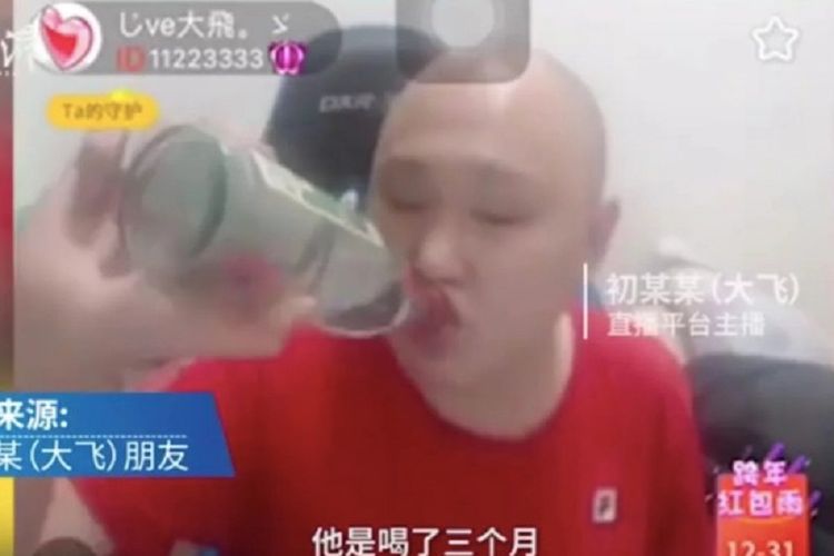 Pria bermarga Chu ketika melakukan live streaming menenggak miras. Chu dilaporkan tewas setelah minum miras tiga bulan beruntun.