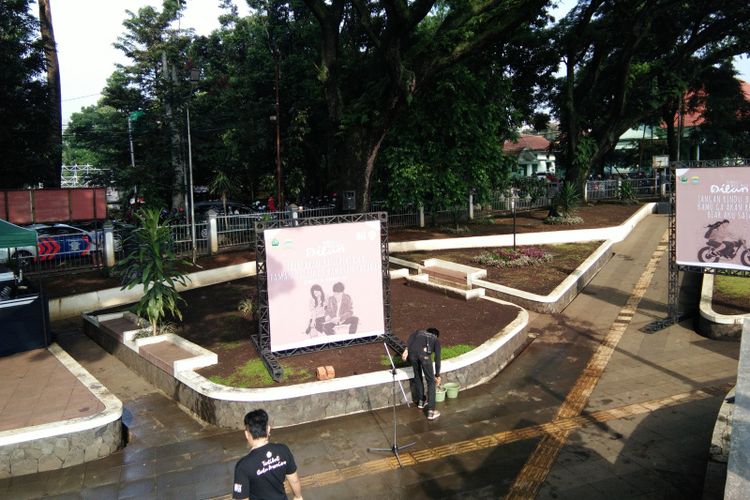 Kondisi Pojok Dilan di Taman Saparua. Pemprov Jabar rencananya akan meneruskan proyek itu sepaket dengan penataan Taman Saparua. 