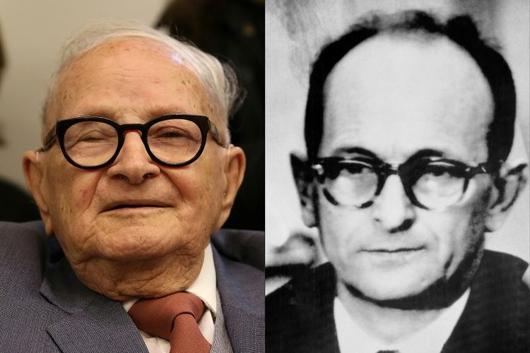 Rafi Eitan (kiri) dan Adolf Eichmann (kanan).