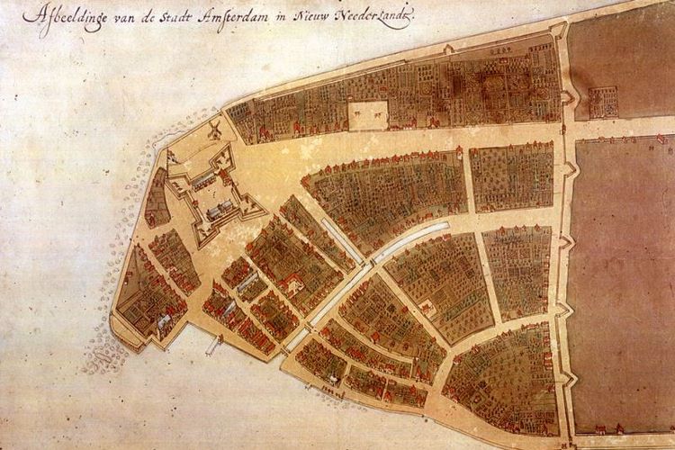 Peta kota asli New Amsterdam pada 1660. (Wikipedia)