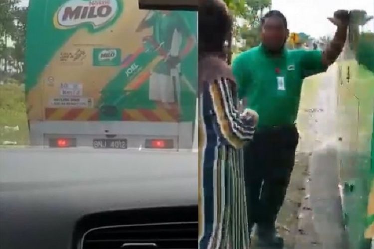 Potongan video memperlihatkan pasangan di Malaysia menghentikan truk Milo demi menyenangkan menantu mereka yang tengah hamil tua.