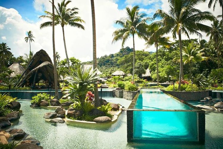 
Penginapan yang terletak di Pulau Laucala, pulau pribadi dari pemilik Red Bull, Dietrich Mateschitz.