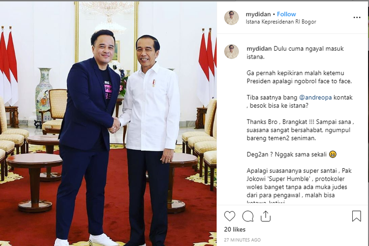 Didan ME saat berfoto bersama Presiden Jokowi.