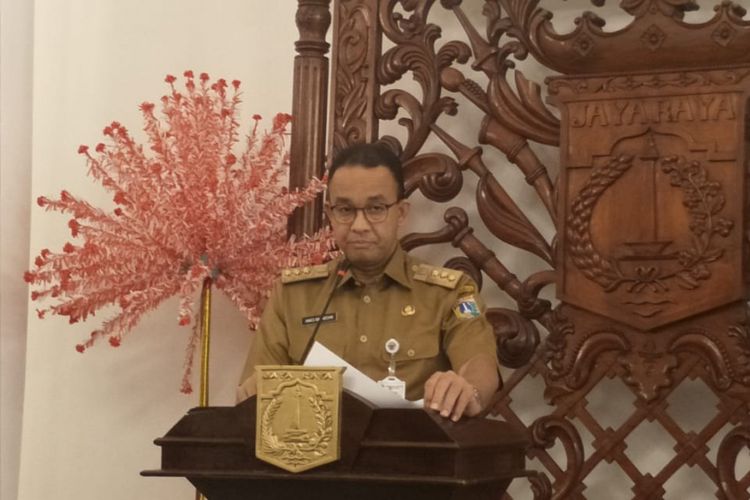 Gubernur DKI Jakarta Anies Baswedan di Balai Kota DKI Jakarta, Jalan Medan Merdeka Selatan Senin (23/7/2018).
