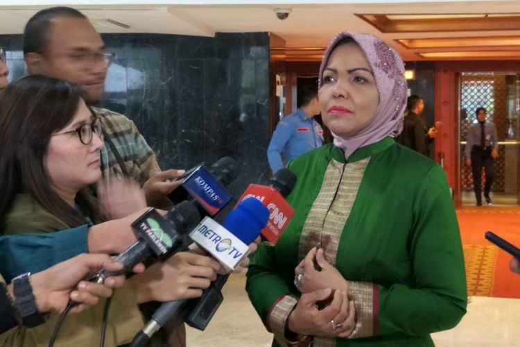 Wakil Ketua Umum Partai Demokrat Nurhayati Ali Assegaf saat ditemui di Kompleks Parlemen, Senayan, Jakarta, Senin (23/4/2018). 