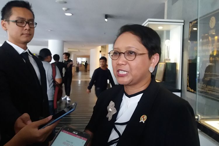 Menteri Luar Negeri Retno Marsudi di Kampus Universitas Multimedia Nusantara (UMN), Tangerang, Selasa (17/10/2017)