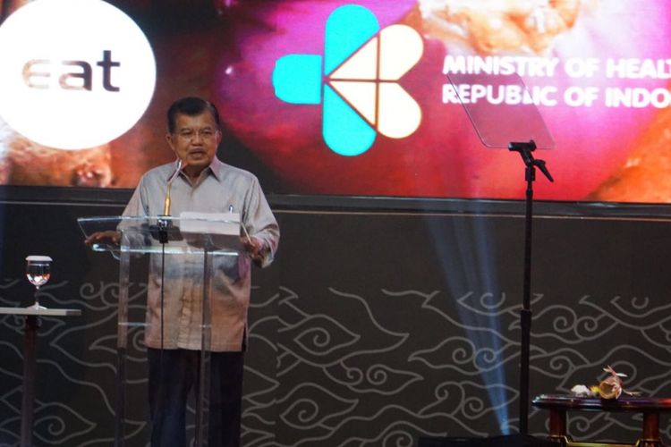 Wakil Presiden RI Jusuf Kalla berbicara di acara pembukaan acara Eat Asia Pasific Food Forum, Senin (30/10/2017).