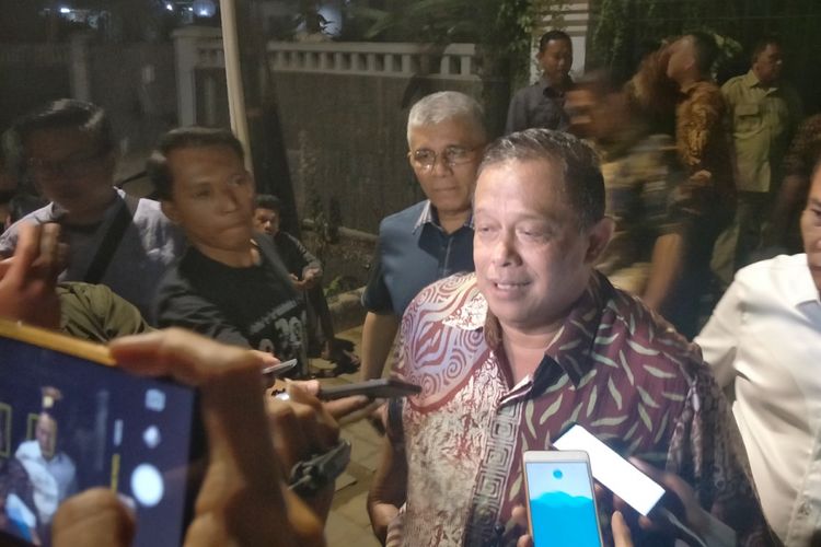 Anggota Dewan Pembina Partai Gerindra Djoko Santoso di kediaman Prabowo Subianto, Selasa (14/8/2018).