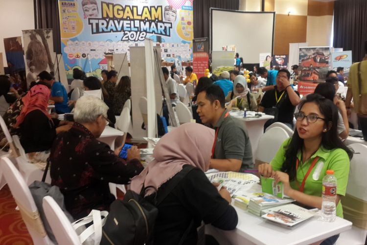 Sausana pertemuan antara pengelola dan agen wisata dalam Ngalam Travel Mart 2018 di Kota Malang, Selasa (13/11/2018)