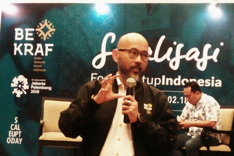 Deputi Akses Permodalan Bekraf Fadjar Hutomo saat sosialisasi FSI di Medan, Rabu (14/2/2018)