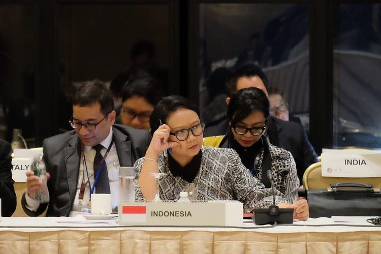 Menteri Luar Negeri Retno LP Marsudi di salah satu pertemuan di sela agenda Sidang Majelis Umum PBB pada September 2018.