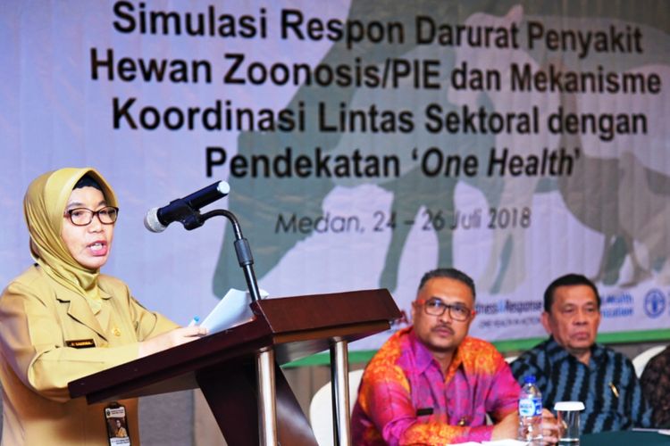Sekretaris Daerah Provinsi Sumut R Sabrina mengatakan, lebih dari 70 persen penyakit infeksi baru di dunia melibatkan hewan ternak dan satwa liar, Kamis (26/7/2018)
