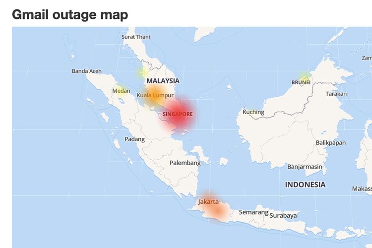 Layanan Gmail juga berimbas kepada sejumlah pengguna di Indonesia.