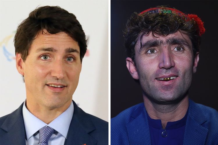 Perbandingan wajah Abdul Salam Maftoon (kanan) dengan Perdana Menteri Kanada, Justin Trudeau.