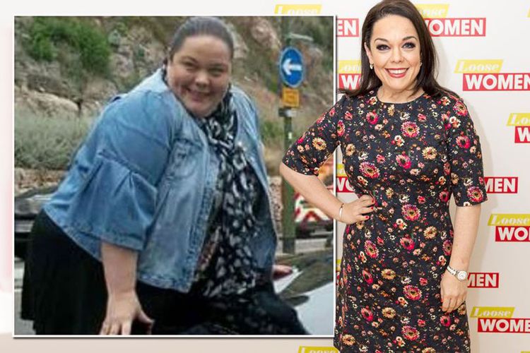 Lisa Riley saat bobot tubuhnya sudah berkurang sekitar 76 kilogram dalam tempo dua tahun (kanan) dan foto dia saat masih amat tambun. 