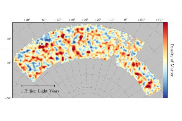 Peta materi gelap dari International Dark Energi Consortium