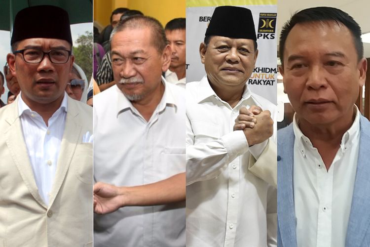 Bakal calon gubernur Jawa Barat, yakni (ki-ka) Ridwan Kamil, Deddy Mizwar, Sudrajat, dan Tb Hasanuddin.