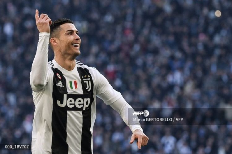 Cristiano Ronaldo merayakan golnya pada laga Juventus vs Sampdoria dalam pertandingan Liga Italia di Stadion Allianz, Turin, 29 Desember 2018. 