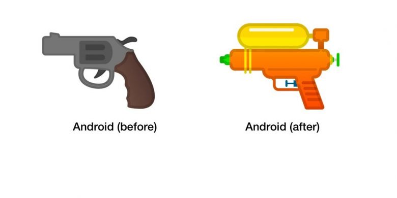 Emoji pistol air yang baru diperbarui Google