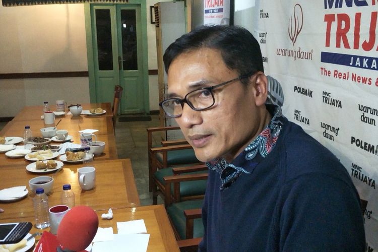 Direktur Pencapresan DPP Partai Keadilan Sejahtera (PKS) Suhud Aliyudin saat ditemui seusai menjadi pembicara dalam diskusi Polemik MNC Trijaya, di kawasan Cikini, Jakarta Pusat, Sabtu (28/7/2018). 