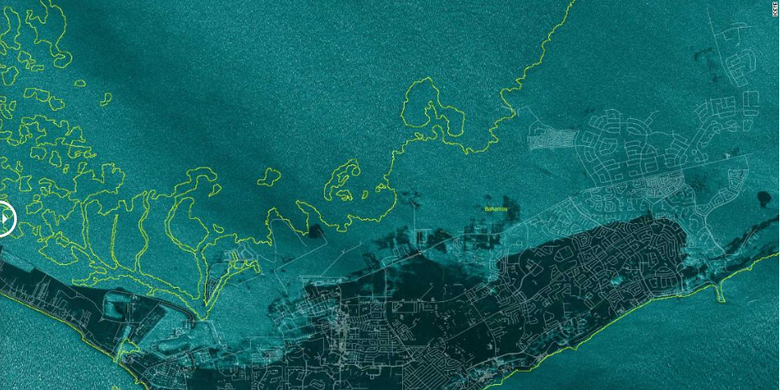 Citra satelit Pulau bahama setelah terjadi badai Dorian