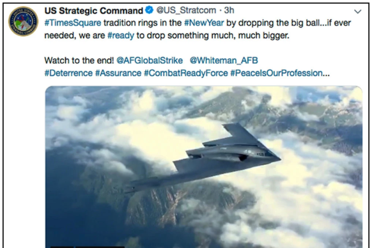 Inilah twit yang diunggah Komando Strategis AS saat Malam Tahun Baru yang kemudian dihapus setelah menuai kritikan.