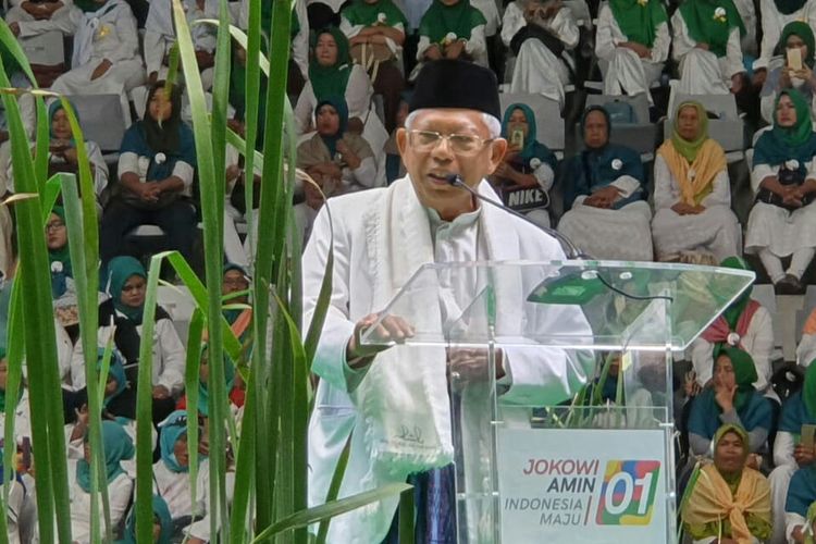 Cawapres nomor urut 01 Maruf Amin di Istora Senayan