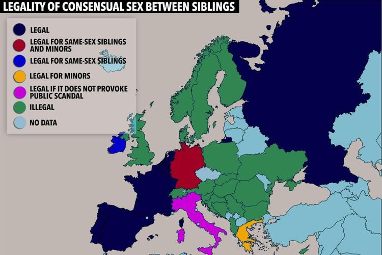 Peta perijinan inses di negara-negara Eropa