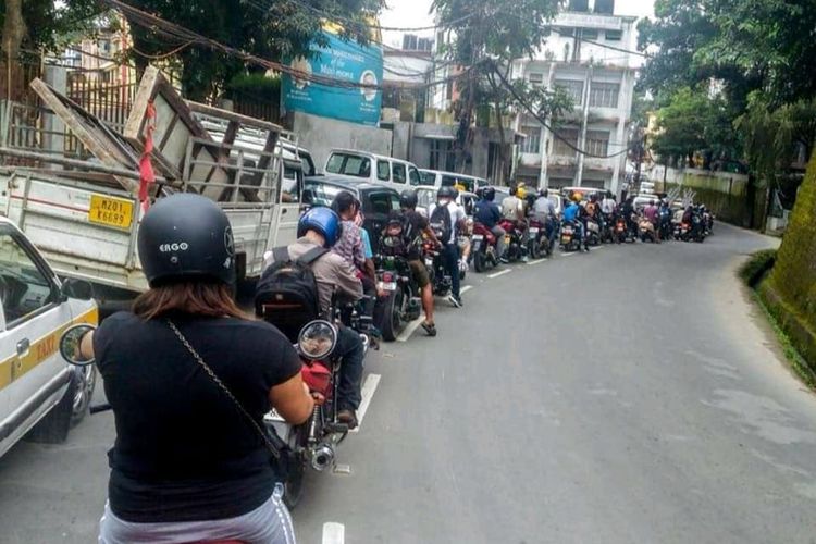 Potret lalu lintas di Aizawl, Mizoram, India