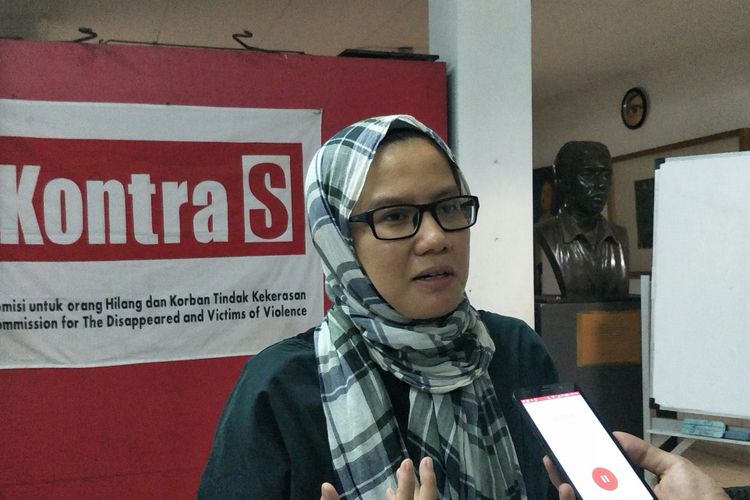 Koordinator Kontras Yati Andriyani di Jakarta, Selasa (9/1/2018)