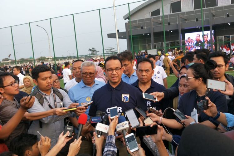 Gubernur DKI Jakarta Anies Baswedan di GOR Rorotan, Jakarta Utara, Senin (29/7/2019).