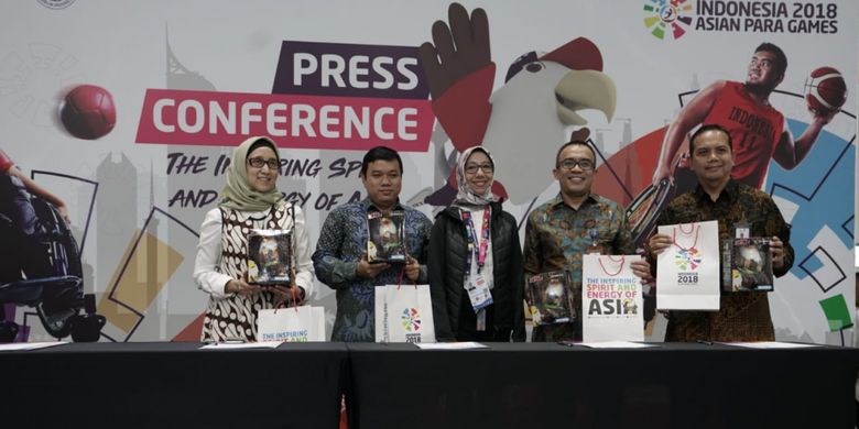 Konferensi pers PT Perusahaan Gas Negara Tbk (PGN) yang ikut menyokong atau menjadi sponsor gelaran Asian Para Games 2018. 