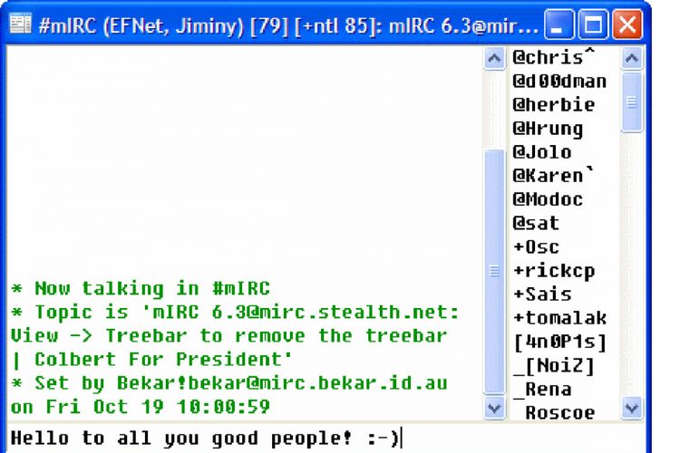 Tampilan chatting mIRC