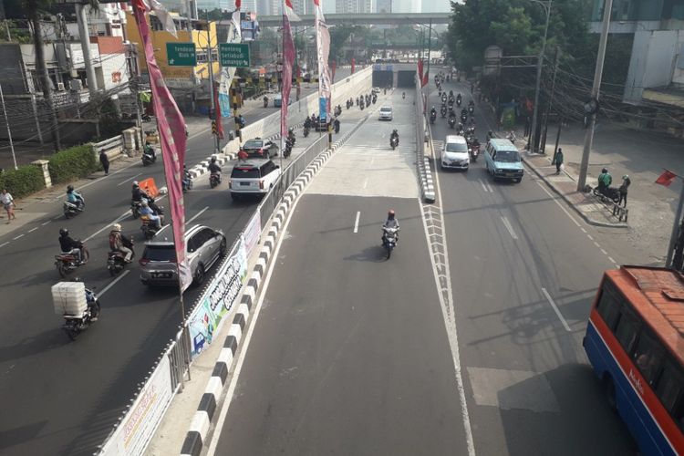 Suasana Underpass Mampang-Kuningan, Jakarta Selatan, pada Sabtu (9/6/2018).