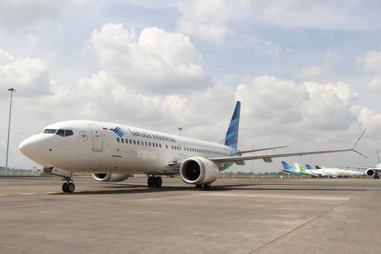 Pesawat Boeing 737 MAX 8 telah dioperasionalkan oleh Garuda Indonesia, di Bandara Soekarno-Hatta, Tangerang, Minggu (7/1/2018). 