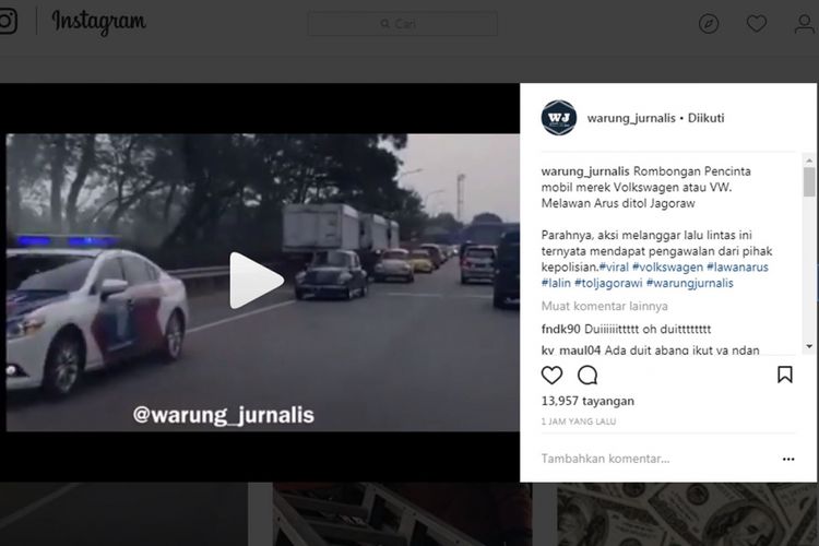Viral rombongan mobil klasik lawan arus di tol Jagorawi.