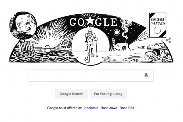 Google Doodle 10 Oktober 2017 merayakan ulang tahun ke-156 dari Fridtjof Nansen .