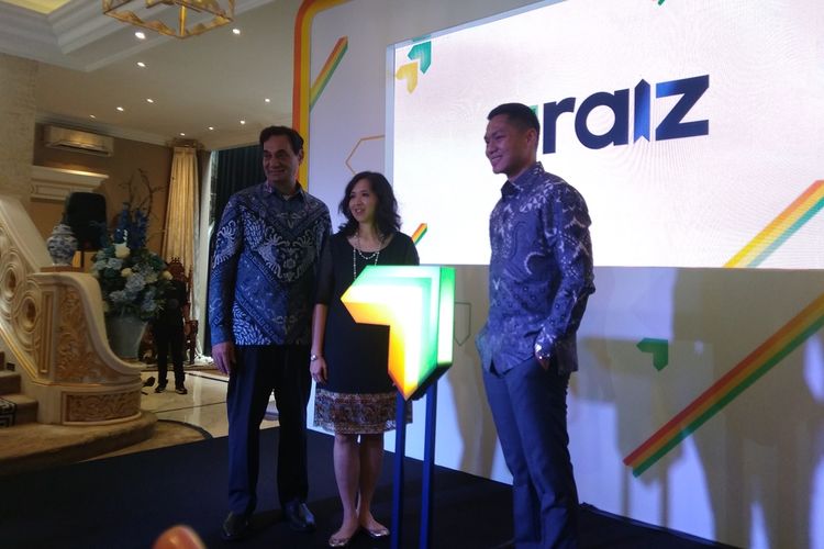 Konferensi pers lluncuran Aplikasi Raiz di Indonesia, Jakarta, Jumat (23/8/2019).