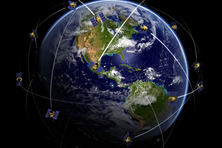 Ilustrasi konstelasi satelit EarthNow.