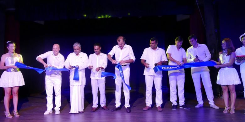Launching pembangunan CLub Med yang akan membuka di Srilanka 2019, oleh para direksi Club Med dan lokal partner di Srilanka, LOLC, di Club Med Bintan, Selasa (31/8/2017)