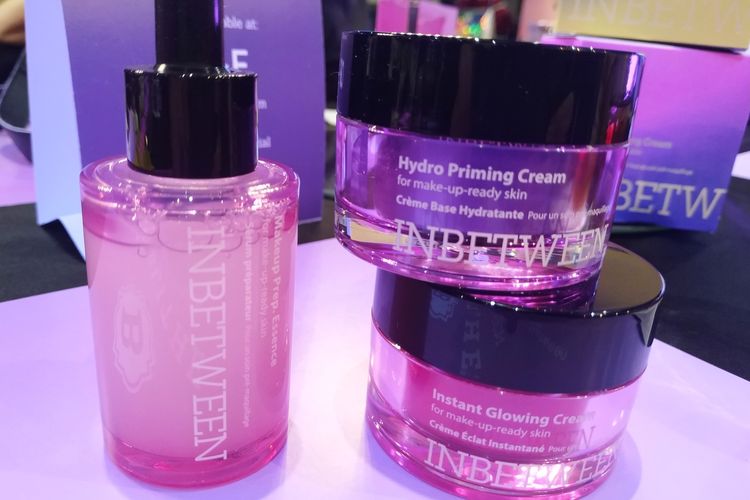 INBETWEEN terdiri dari tiga rangkaian produk, yaitu Make up Prep. Essence, Instant Glowing Cream, dan Hydro Priming Cream.