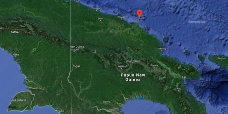 Peta yang menunjukkan Pulau Kadovar, Papua Nugini. (Mirror)