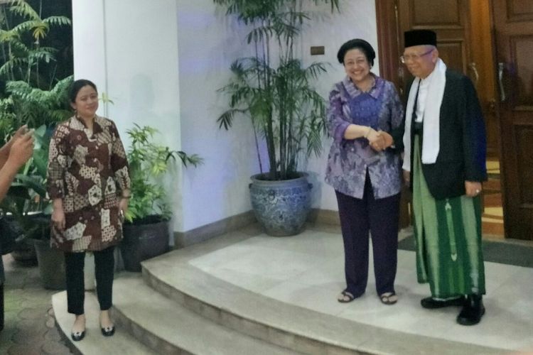 Ketua Umum PDI-P Megawati Soekarnoputri menerima cawapres nomor urut 01 Maruf Amin di rumahnya, Jalan Teuku Umar, Kamis (9/5/2019). 